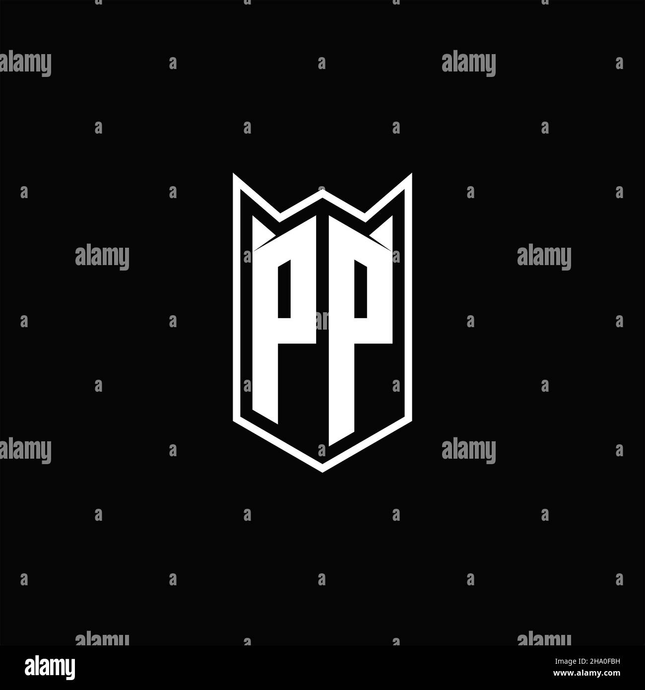 Logo PP monogramme avec forme de bouclier conceptions modèle vecteur icône moderne Illustration de Vecteur