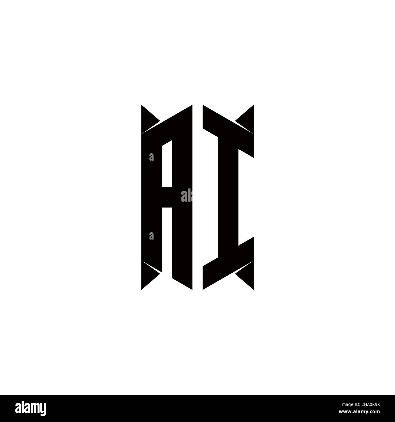 IA logo monogramme avec forme de bouclier conceptions modèle vecteur icône moderne Illustration de Vecteur