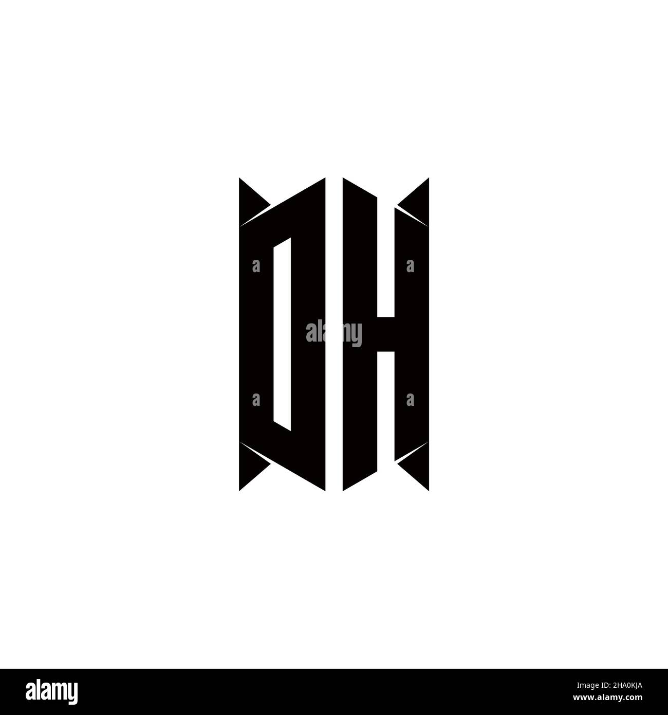 Logo DH monogramme avec forme de bouclier modèles vector icône moderne Illustration de Vecteur