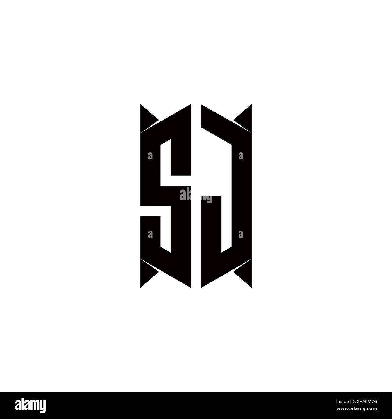 SJ logo monogramme avec forme de bouclier conceptions modèle vecteur icône moderne Illustration de Vecteur