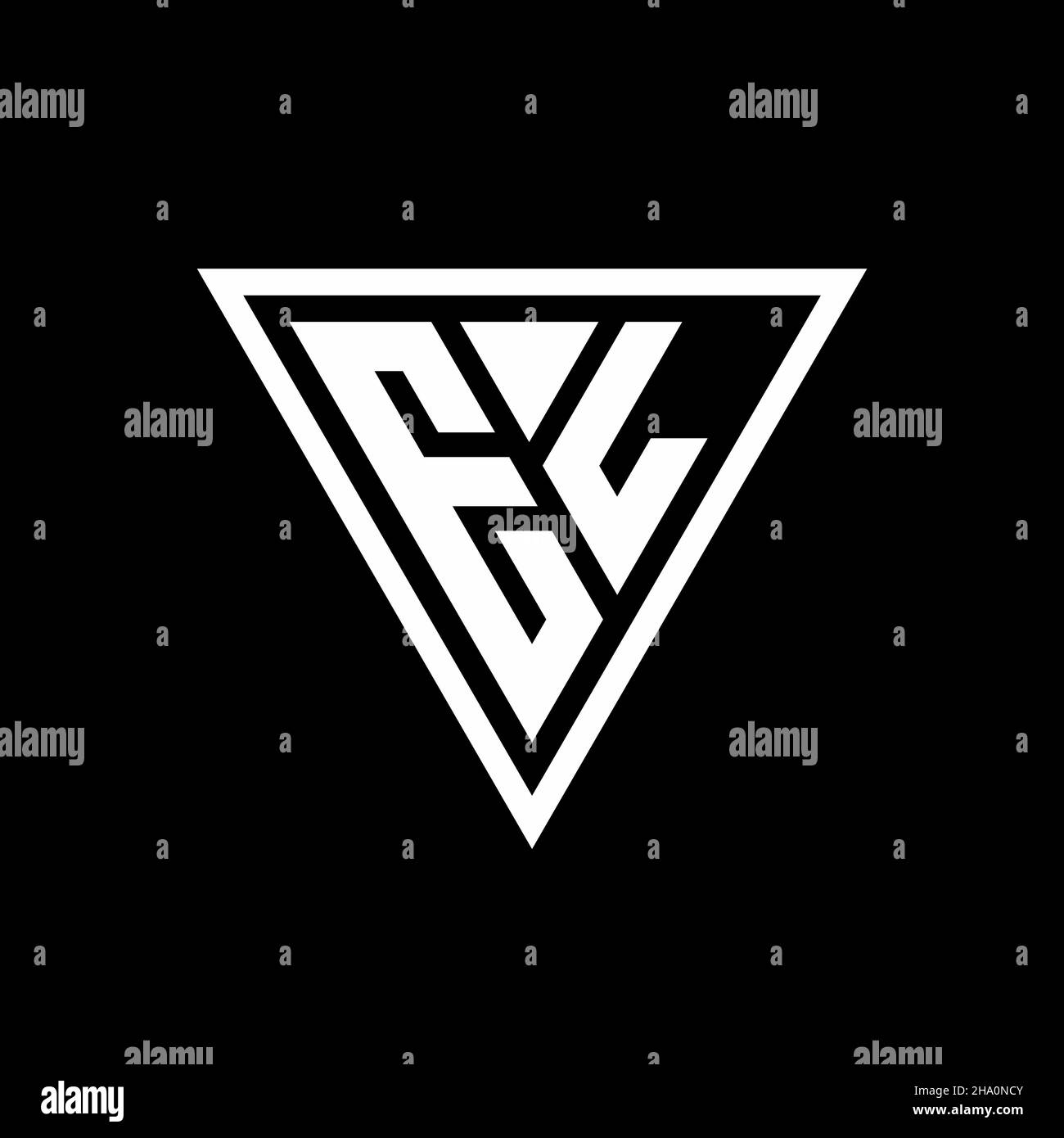 MONOGRAMME EL logo avec forme tirangle isolé sur fond noir icône de vecteur géométrique Illustration de Vecteur