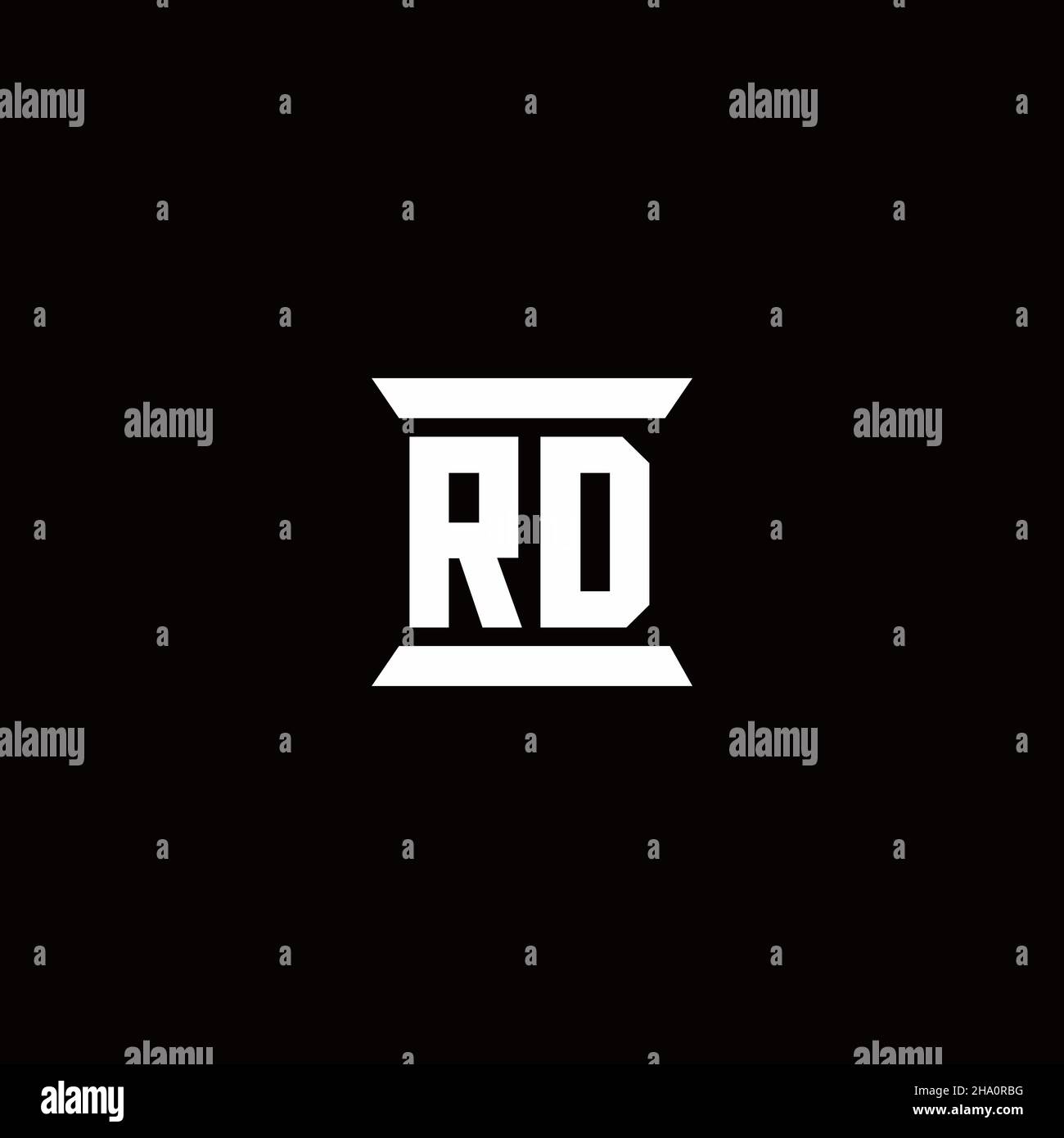 LETTRE INITIALE DU LOGO RD monogramme avec modèle de forme de pilier isolé sur fond noir Illustration de Vecteur