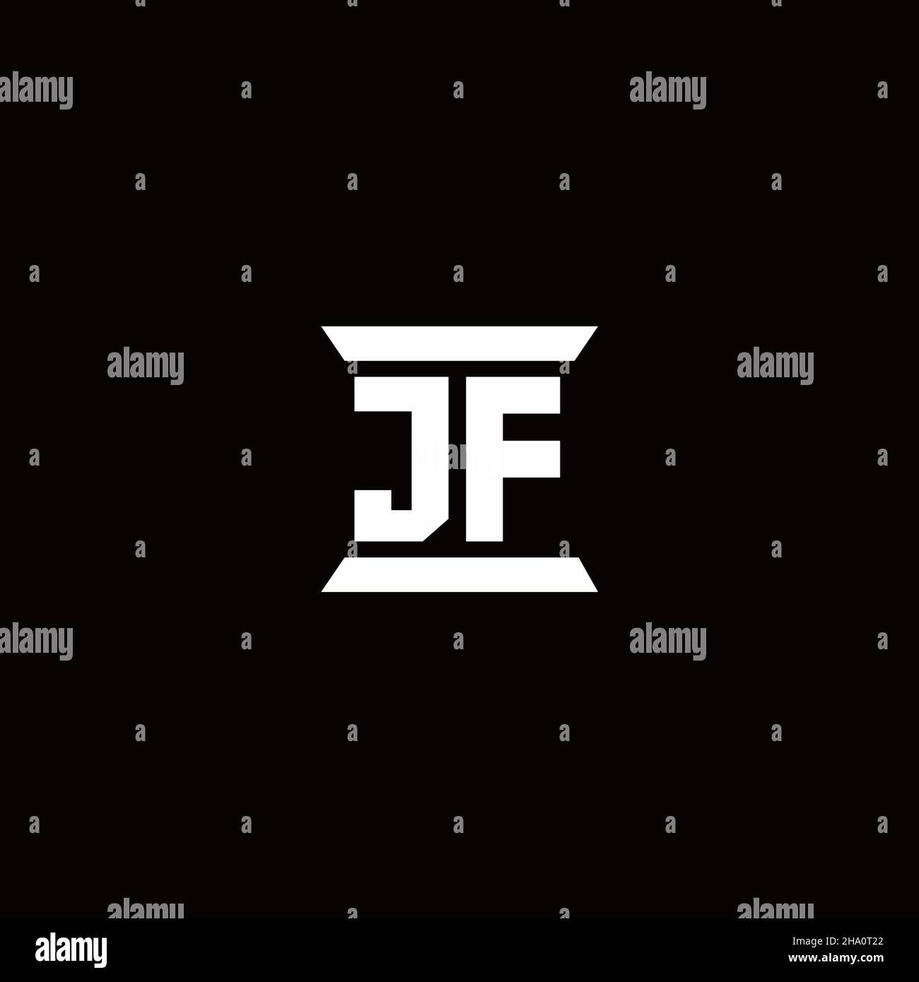 Logo JF lettre initiale monogramme avec modèle de conception de forme de pilier isolé sur fond noir Illustration de Vecteur