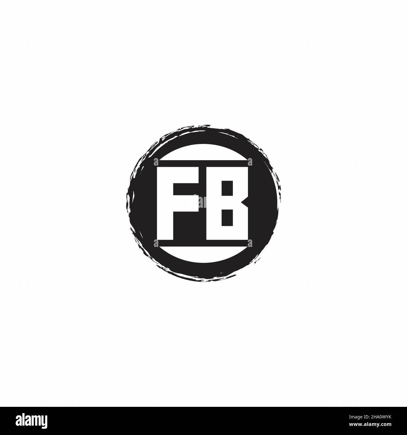 Logo FB lettre initiale Monogramme avec modèle de forme de cercle abstrait isolé sur fond blanc Illustration de Vecteur