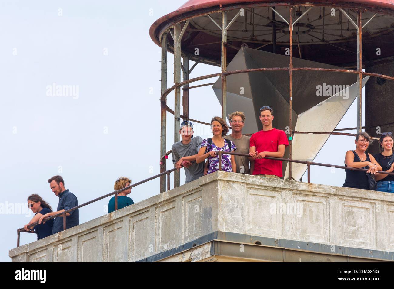 Hjoerring: Haut du phare de Rubjerg Knude (Rubjerg Knude FYR), gens, à Rubjerg, Jylland, Jutland,Danemark Banque D'Images