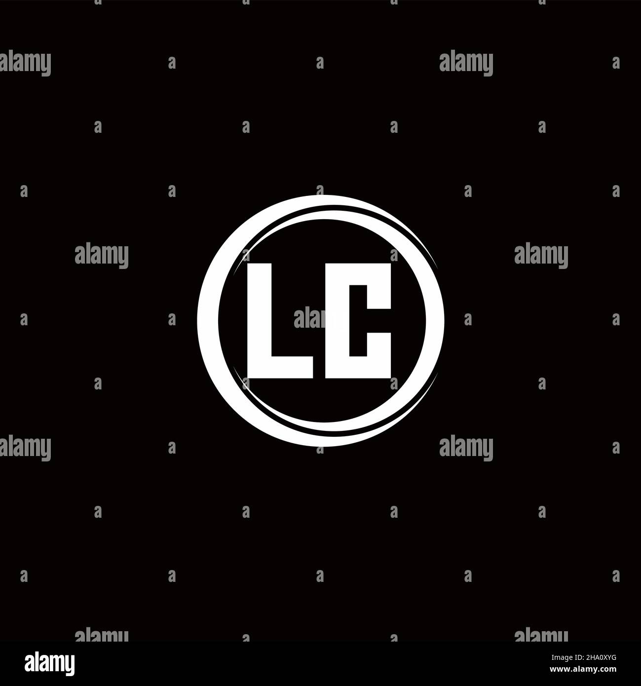 Logo LC lettre initiale monogramme avec tranche circulaire modèle de conception arrondie isolé sur fond noir Illustration de Vecteur