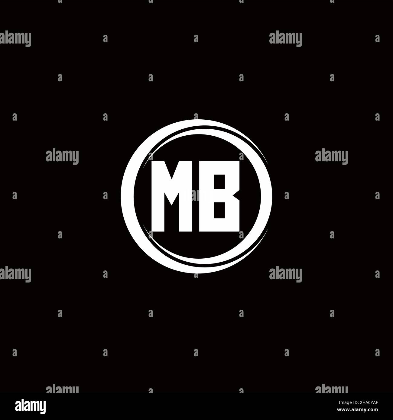 Logo MB lettre initiale monogramme avec tranche de cercle modèle de conception arrondie isolé dans fond noir Illustration de Vecteur