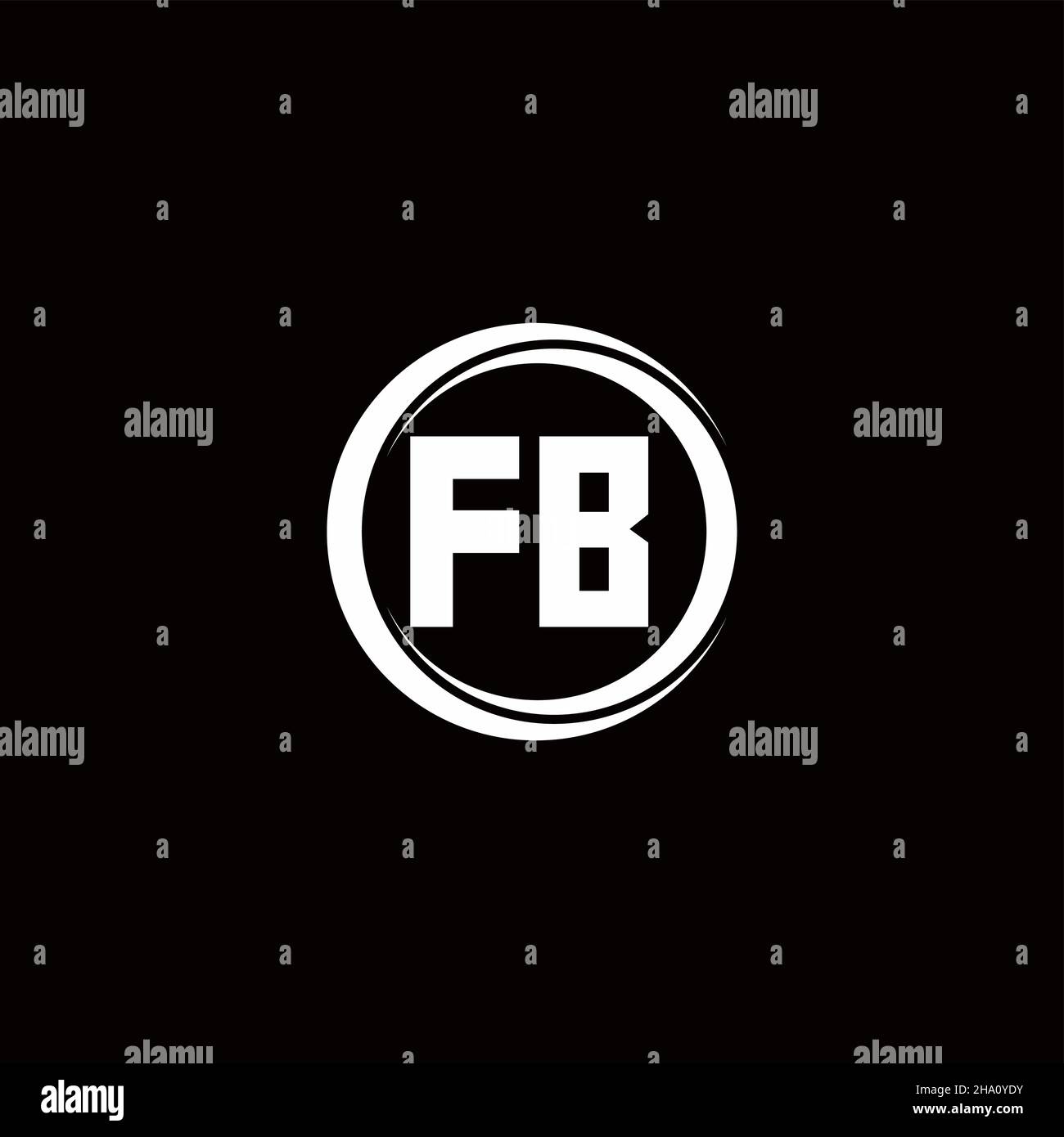Logo FB lettre initiale monogramme avec tranche circulaire modèle de conception arrondie isolé sur fond noir Illustration de Vecteur