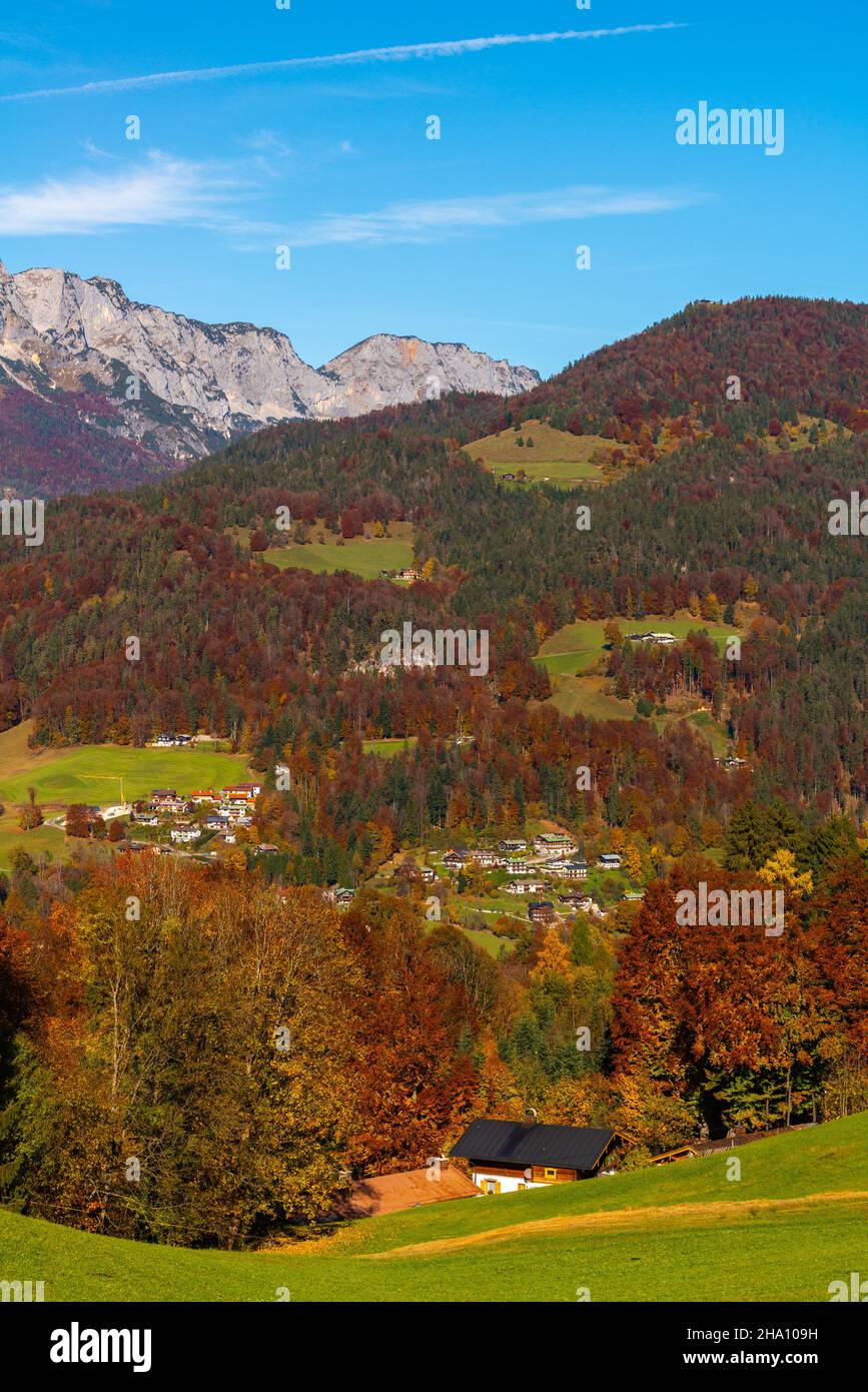 Paysage alpin bavarois typique à la périphérie de Berchtesgaden, haute-Bavière, sud de l'Allemagne, Europe Banque D'Images