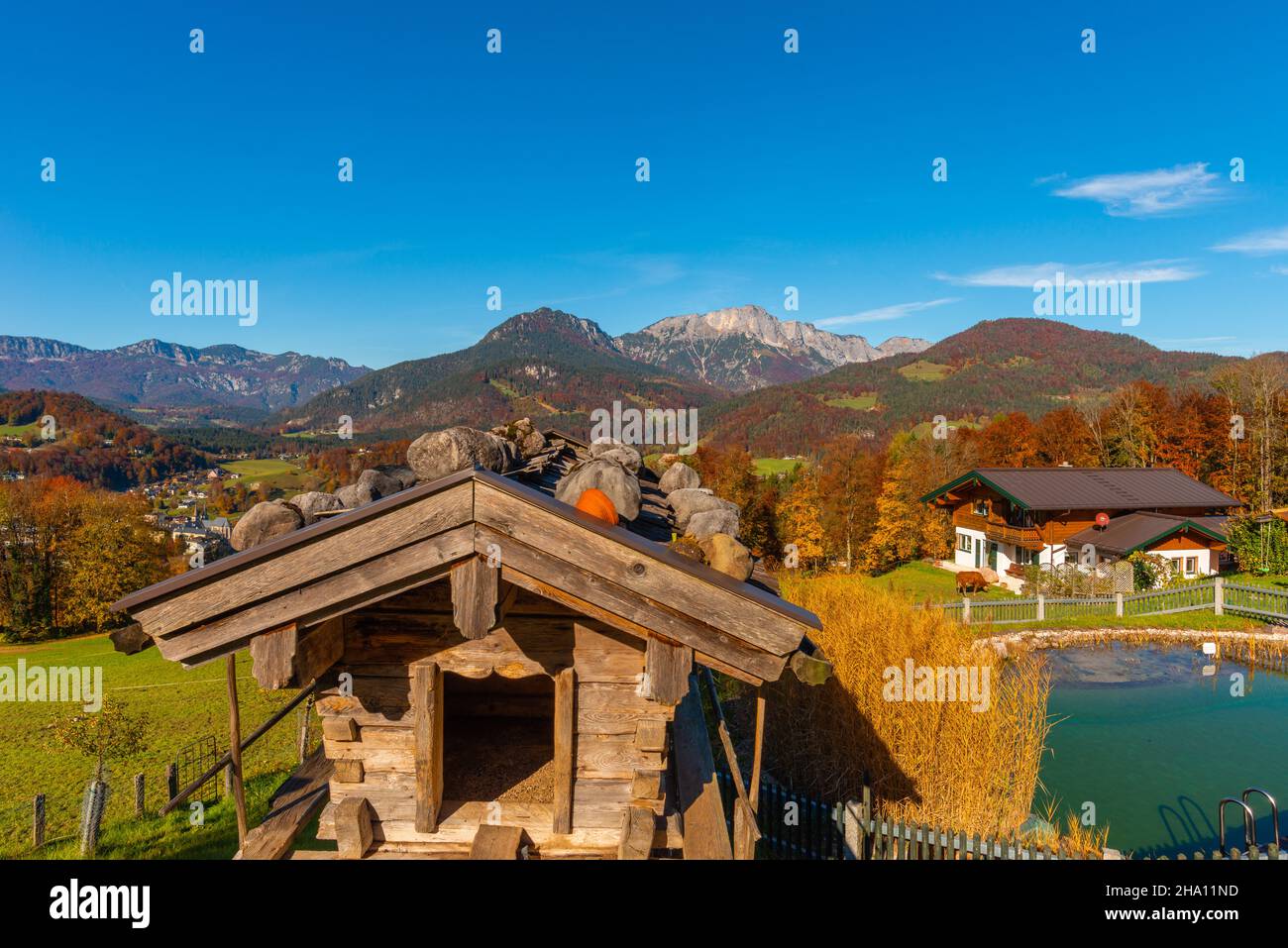 Paysage alpin bavarois typique à la périphérie de Berchtesgaden, haute-Bavière, sud de l'Allemagne, Europe Banque D'Images