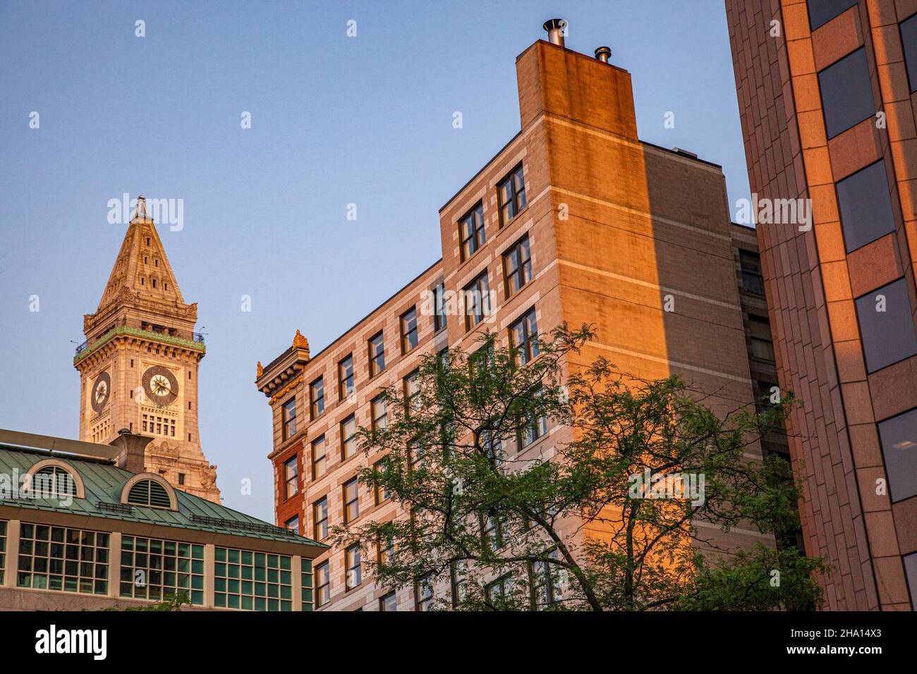 Gratte-ciel de Boston et Custom House Tower Banque D'Images