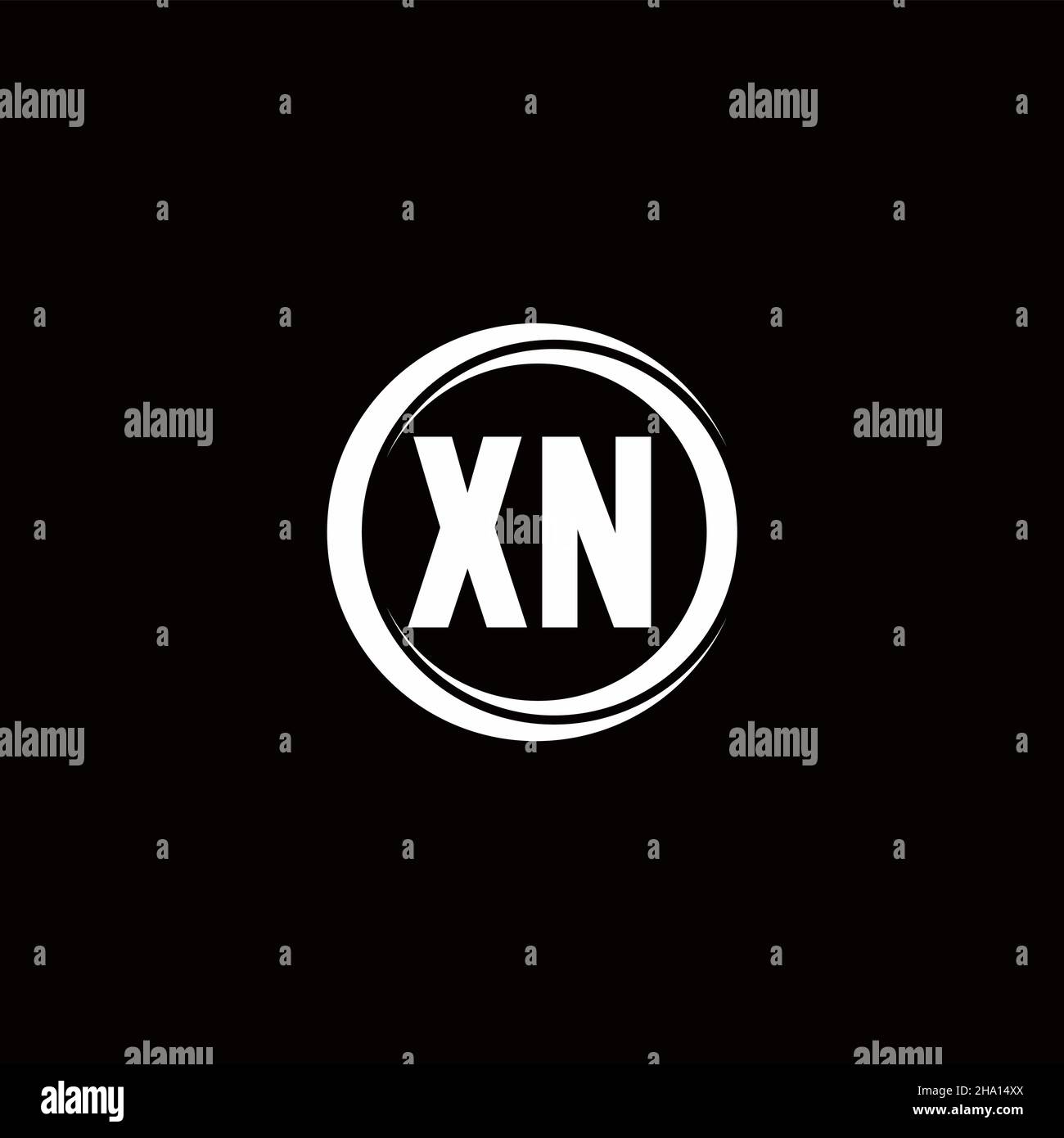 LOGO XN lettre initiale monogramme avec tranche circulaire modèle de conception arrondie isolé sur fond noir Illustration de Vecteur