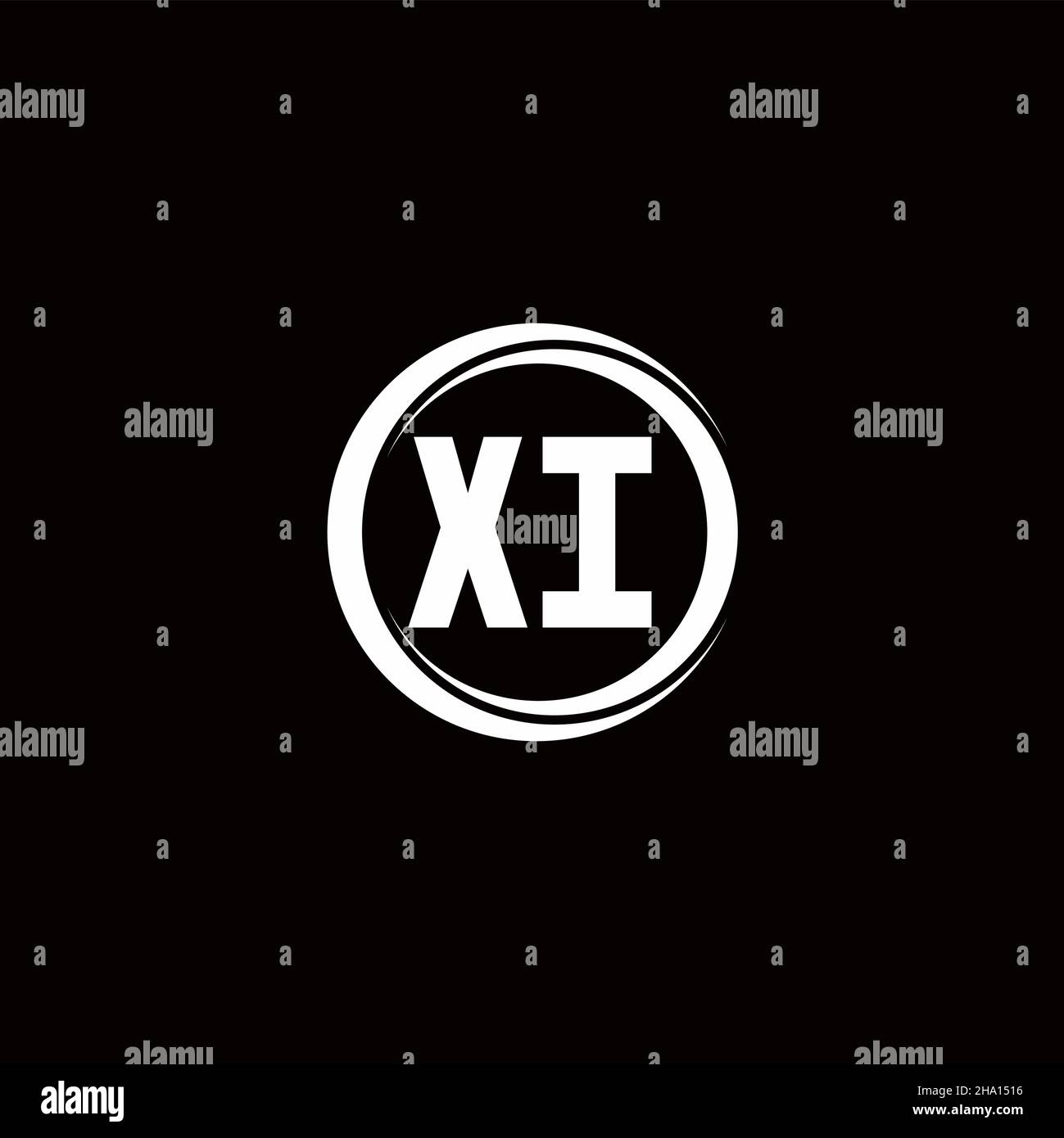 XI logo lettre initiale monogramme avec cercle tranche modèle de conception arrondie isolé dans fond noir Illustration de Vecteur