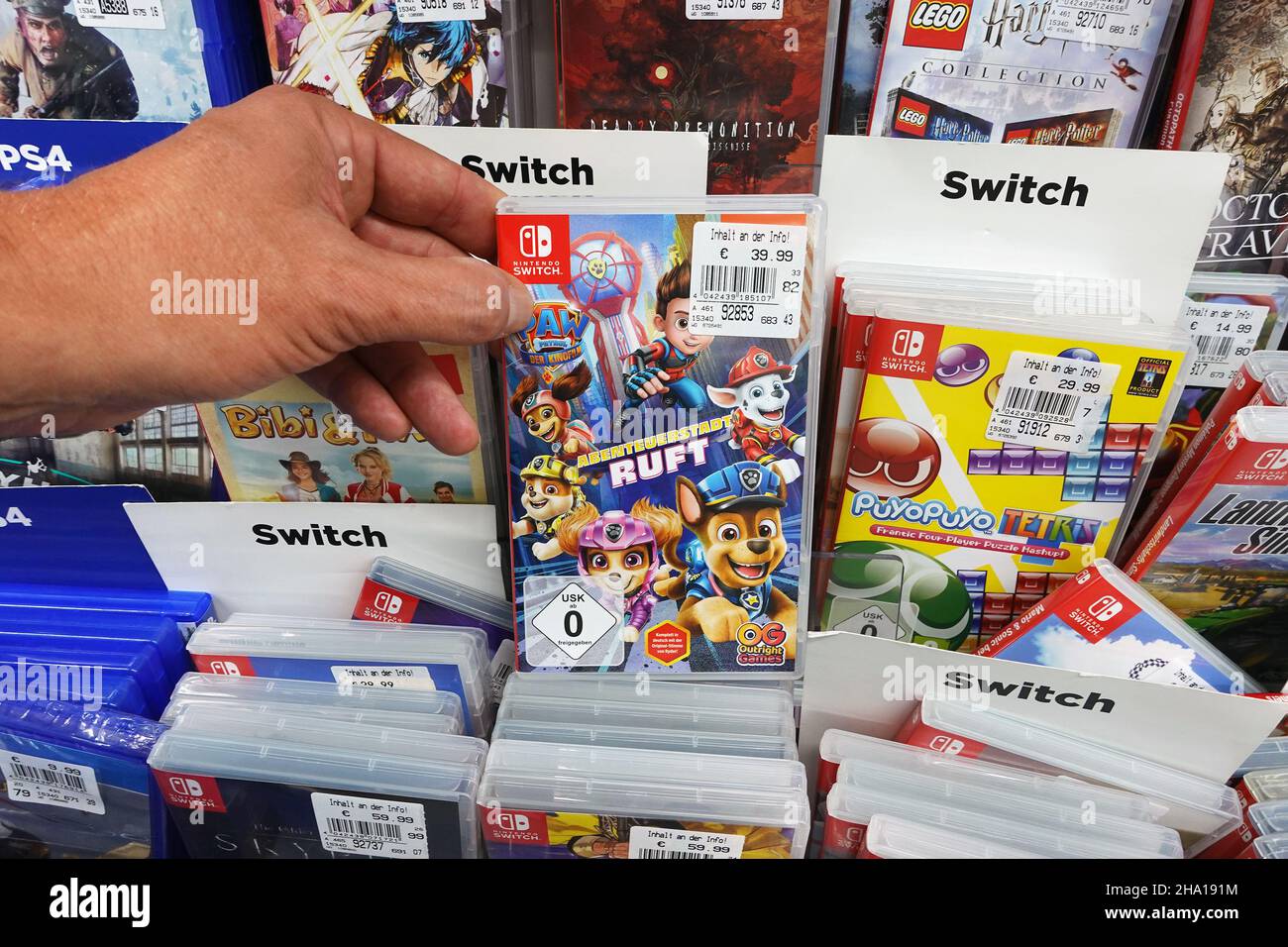 Jeux Nintendo dans une boutique Banque D'Images