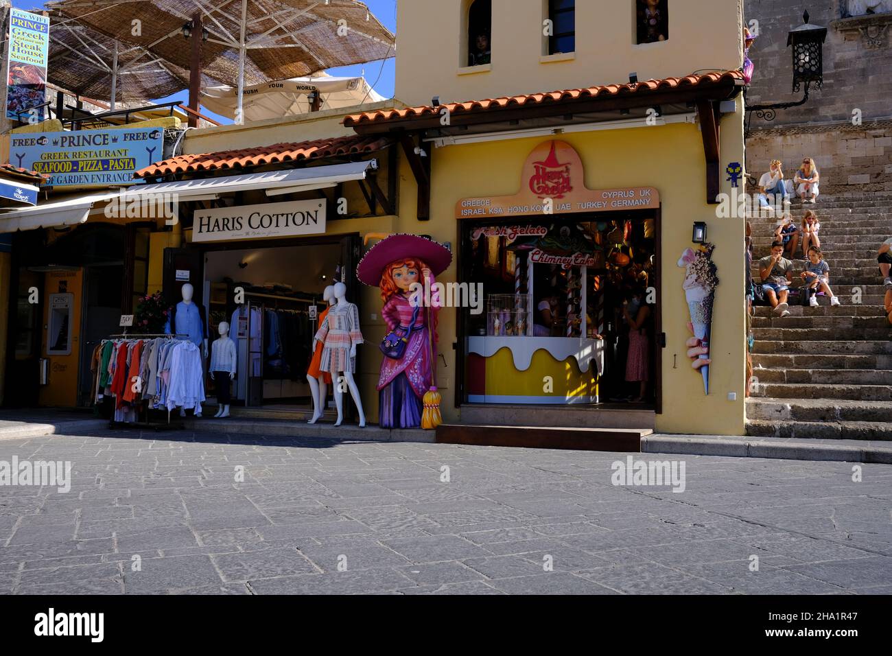 Scène de rue autour de Rhodes, Grèce Banque D'Images