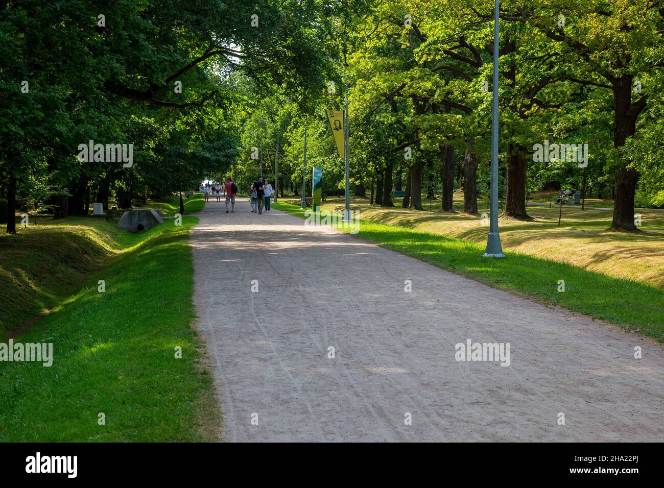 Saint-Pétersbourg, Russie - 13 juillet 2021 : allée dans le parc central de la culture et des loisirs de la ville Dubki de Sestroretsk, Saint-Pétersbourg Banque D'Images