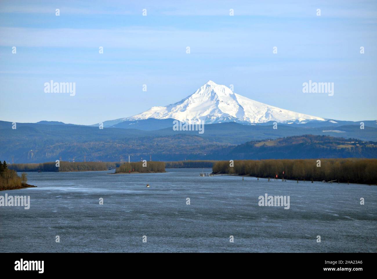 Columbia River et Mt Hood de Portland, Oregon Banque D'Images