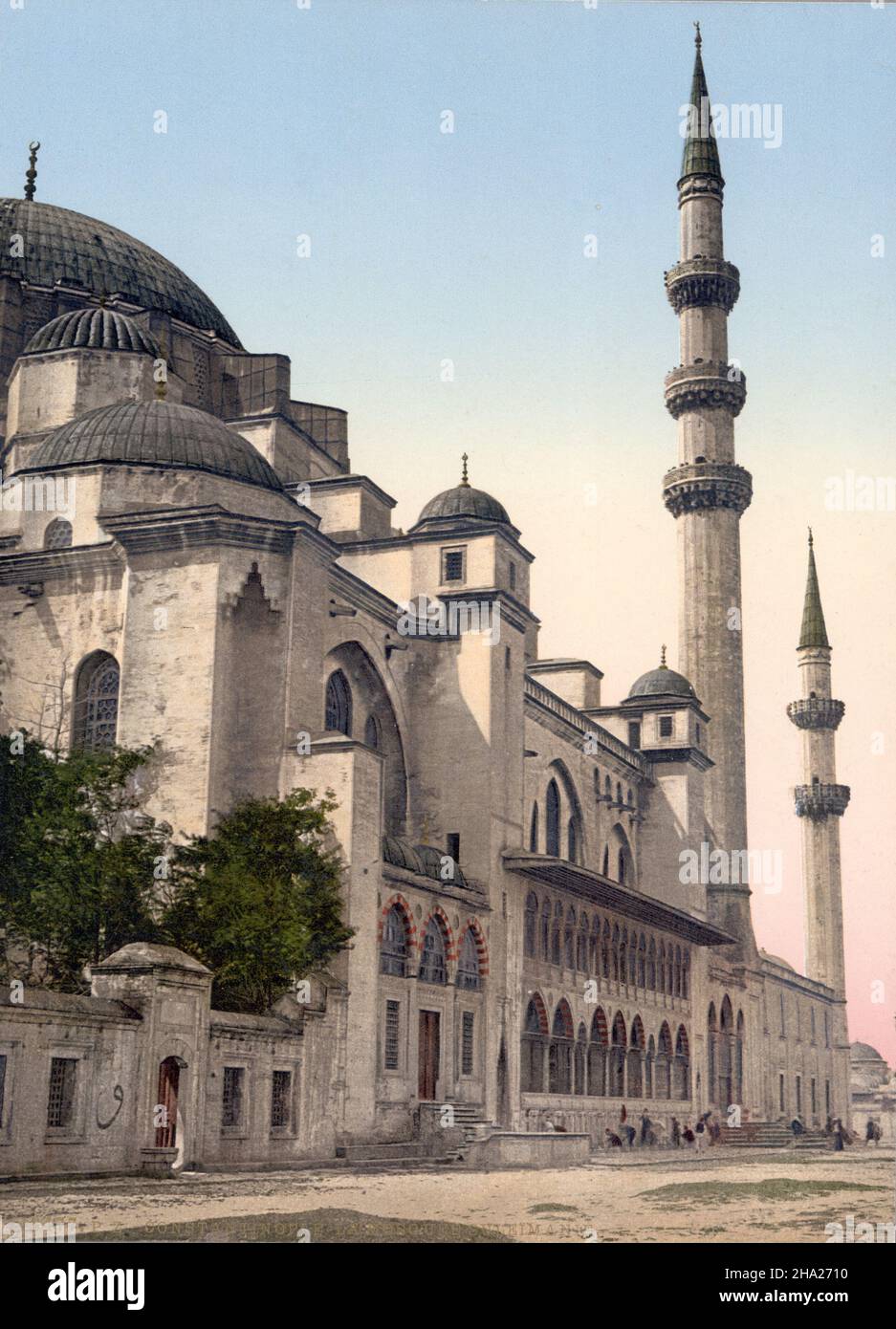 Impression couleur polychrome vintage de la mosquée Süleymaniye à Constantinople (aujourd'hui Iistanbul), Turquie] vers 1890 Banque D'Images