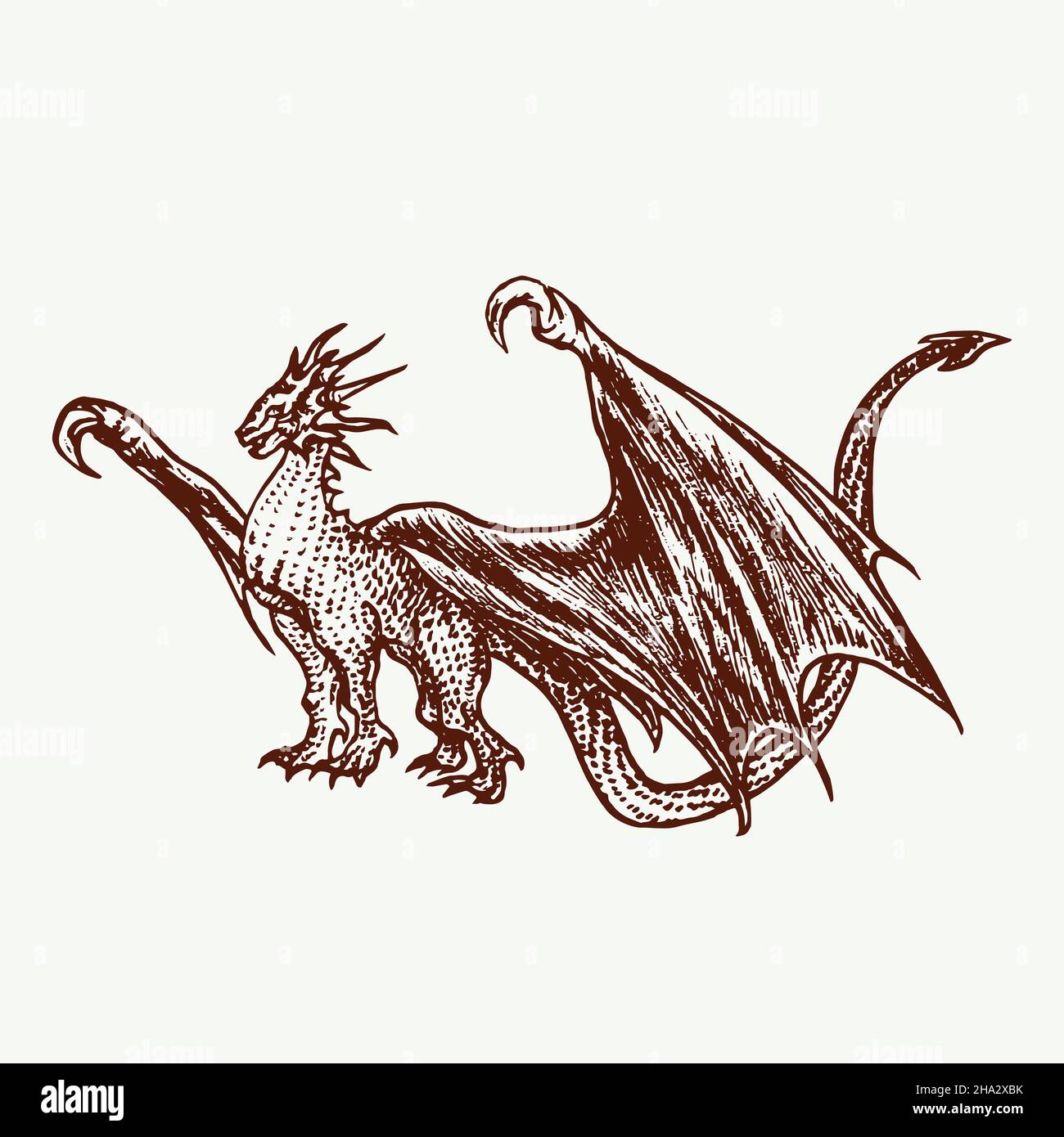 Dragon Dragon Tapis Sketch Mythe médiéval 