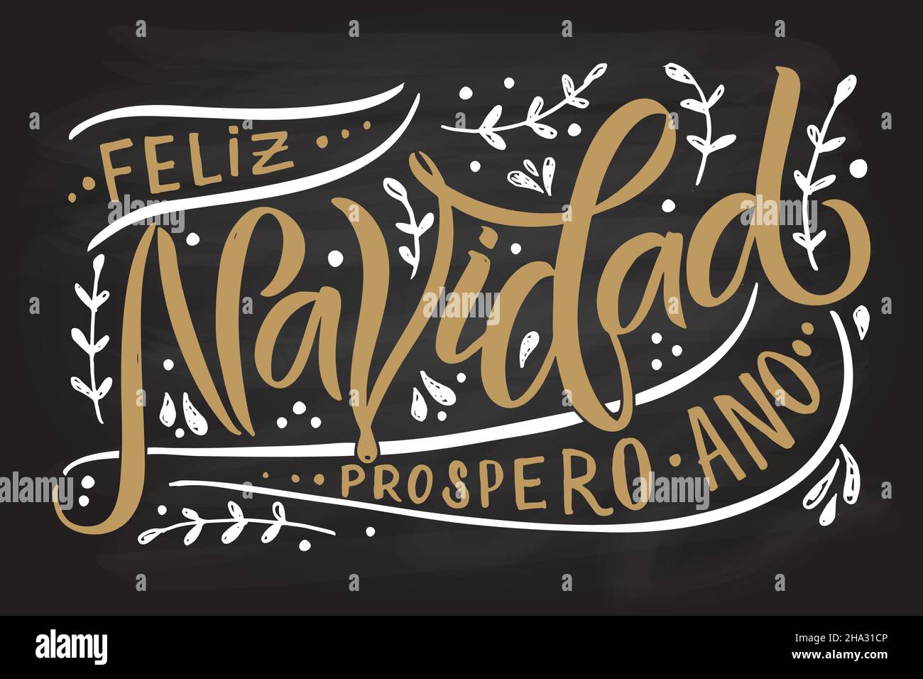 Merry Christmas dessiné à la main en espagnol carte, badge, icône typographie.Lettering Joyeux