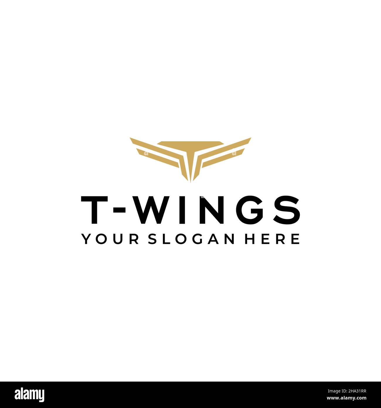 Logo T -WINGS initial de marque de lettre plate Illustration de Vecteur