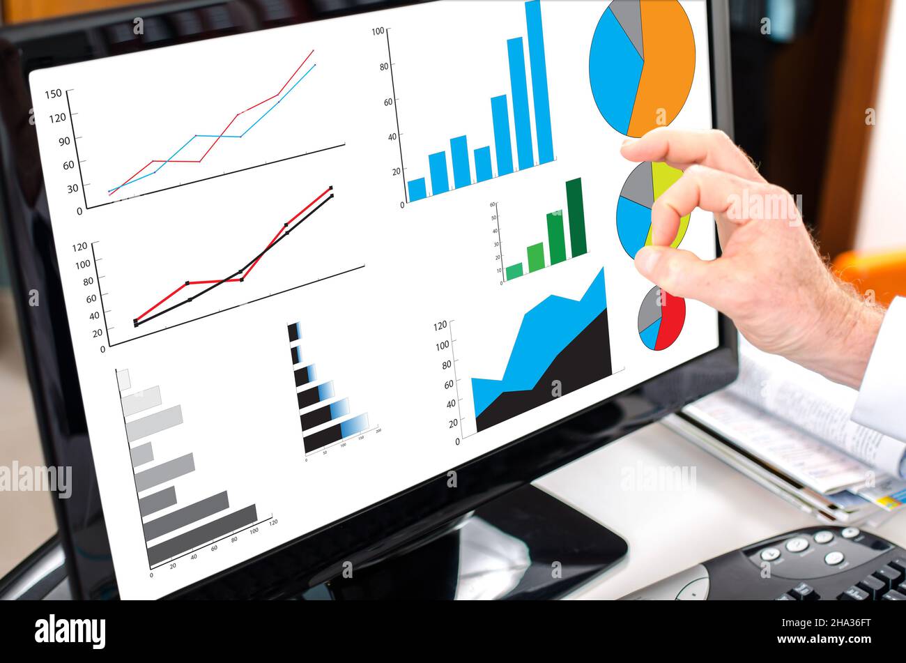 Concept d'analyse graphique affiché sur un écran d'ordinateur Banque D'Images
