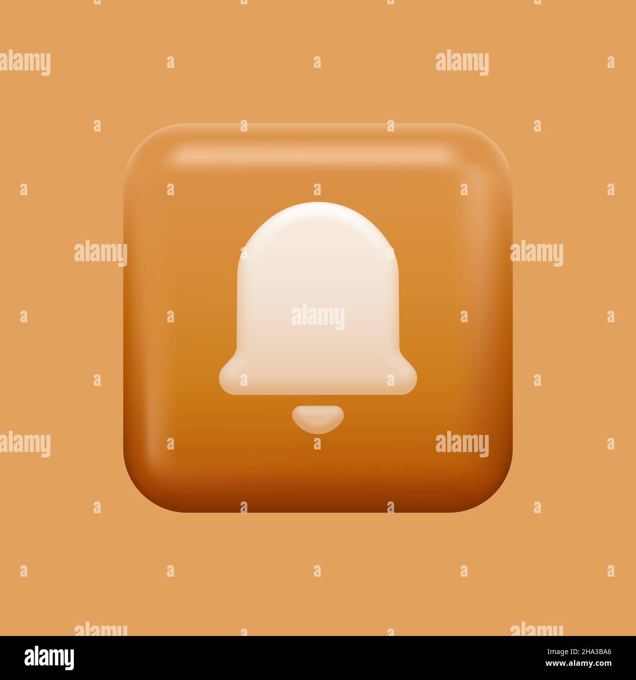 Icône d'alarme ou de notification carrée.Orange coloré 3D Bell.Illustration vectorielle Illustration de Vecteur