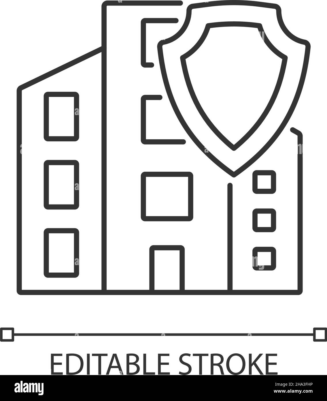 Icône linéaire assurance de biens commerciaux Illustration de Vecteur