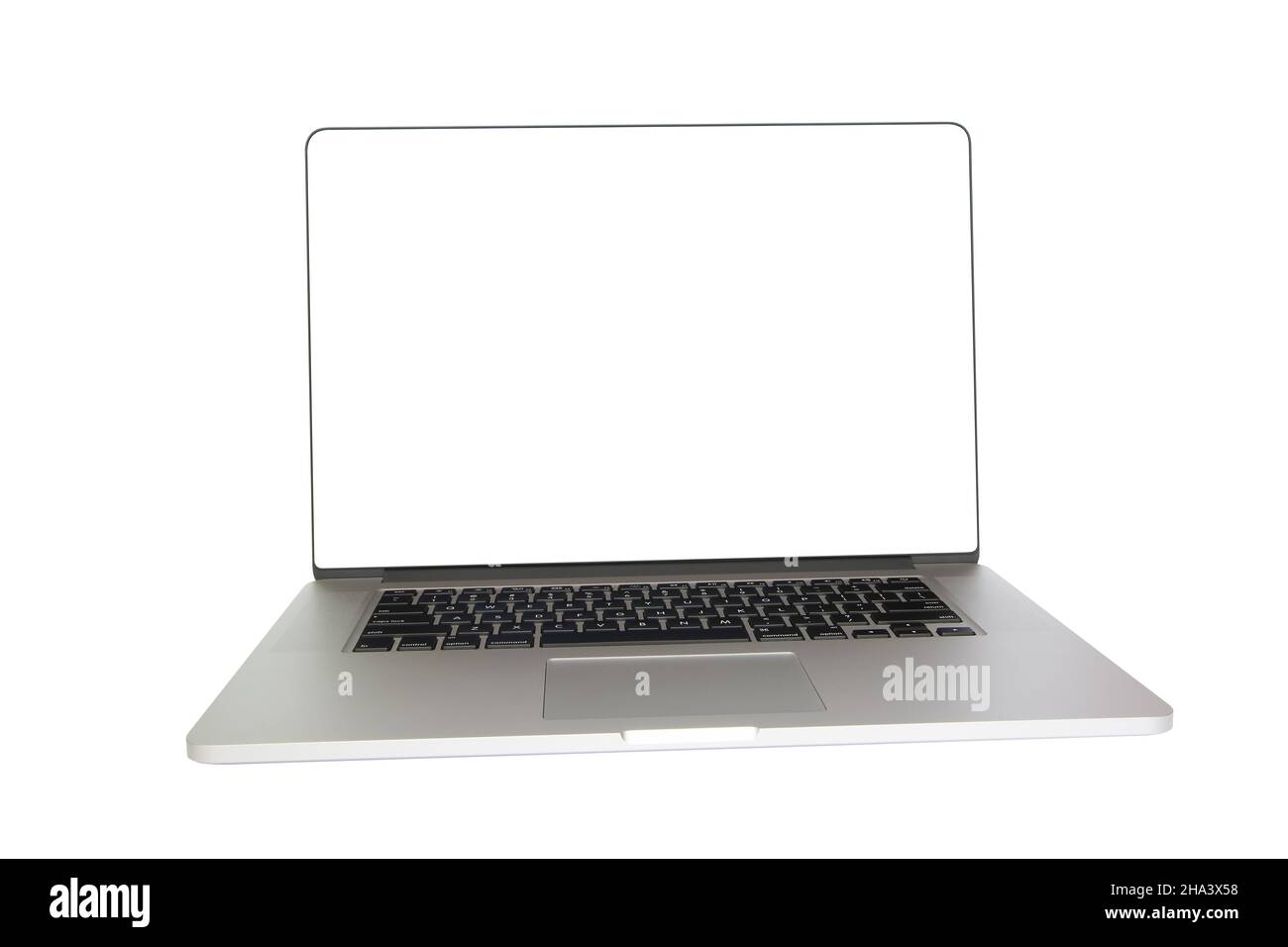 Ordinateur portable morden plat isolé sur fond blanc.Vue d'angle avant