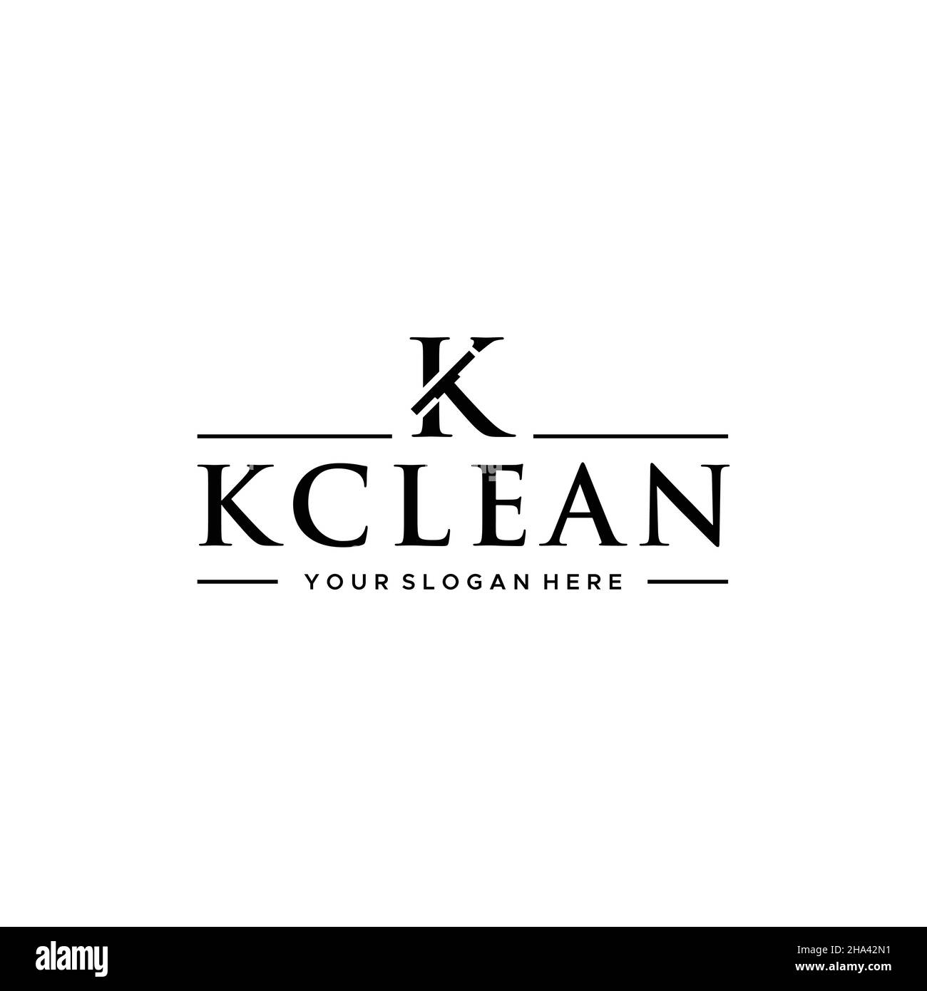 Logo K KCLEAN initial de marque de lettre plate Illustration de Vecteur