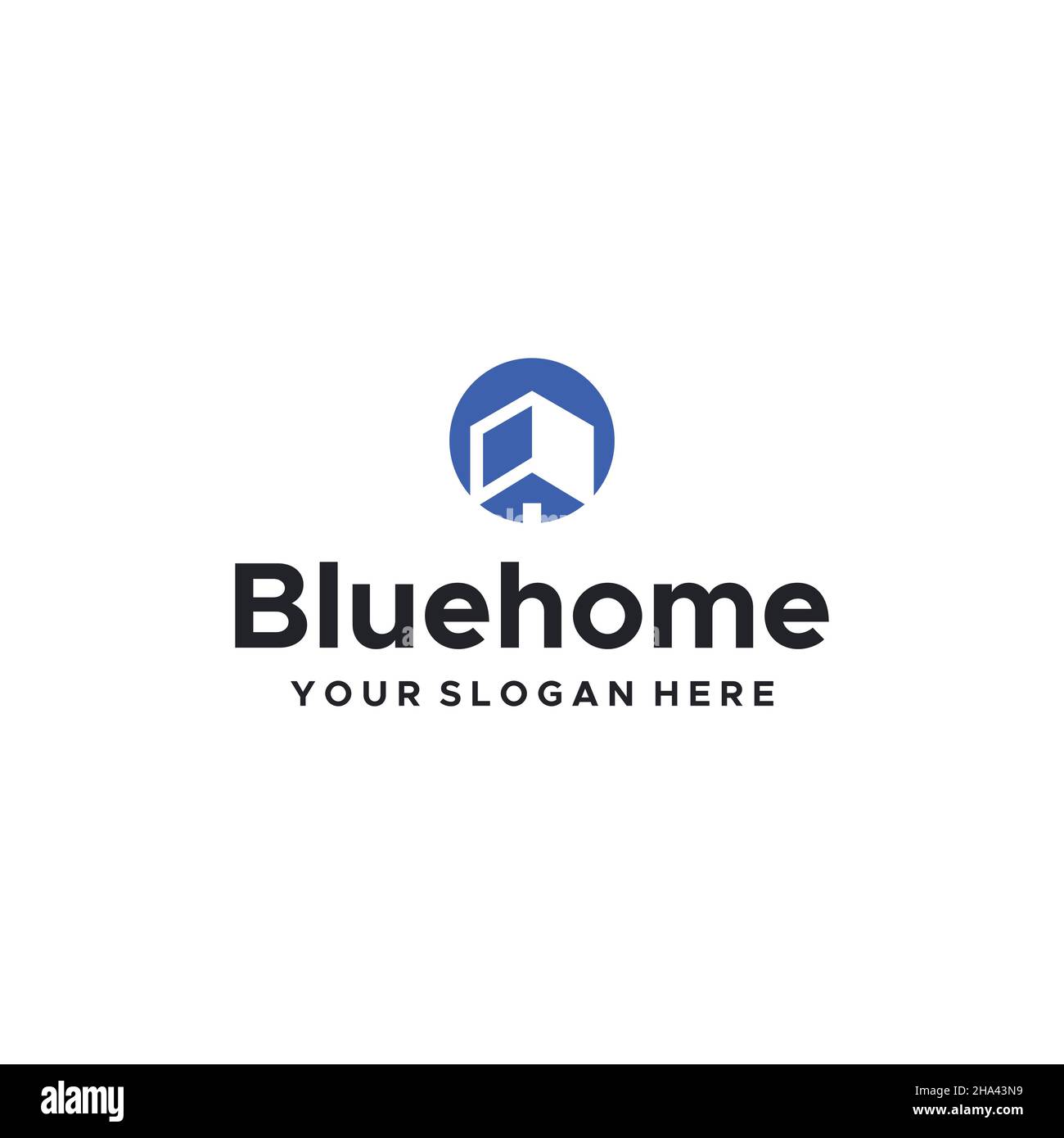 Bleu plat MAISON bâtiment immobilier logo design Illustration de Vecteur