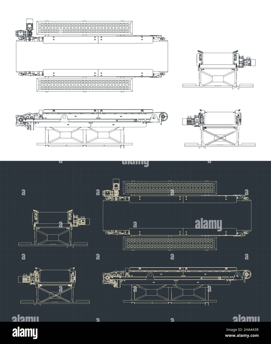 Illustration vectorielle stylisée des plans de la ligne de convoyeur Illustration de Vecteur