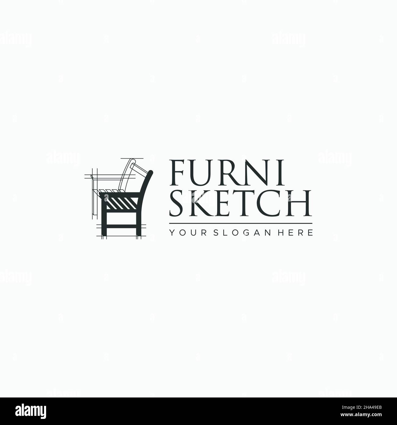 Design minimaliste DU logo silhouette DE MOBILIER Illustration de Vecteur