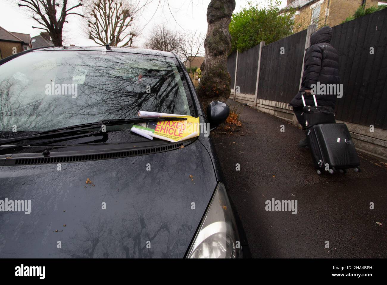 Taxe automobile taxe routière, voiture bloquée en raison de l'absence de taxe sur les véhicules Banque D'Images