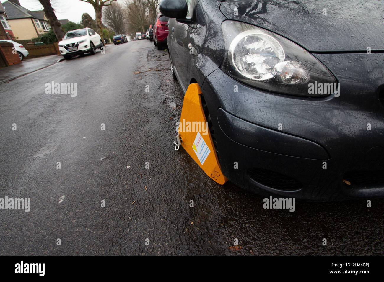 Taxe automobile taxe routière, voiture bloquée en raison de l'absence de taxe sur les véhicules Banque D'Images