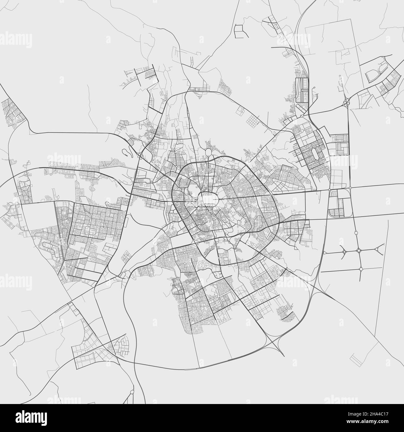 Carte de vecteur Medina.Plan détaillé du quartier administratif de Medina.Panorama urbain.Illustration vectorielle libre de droits.Carte avec autoroutes, s Illustration de Vecteur
