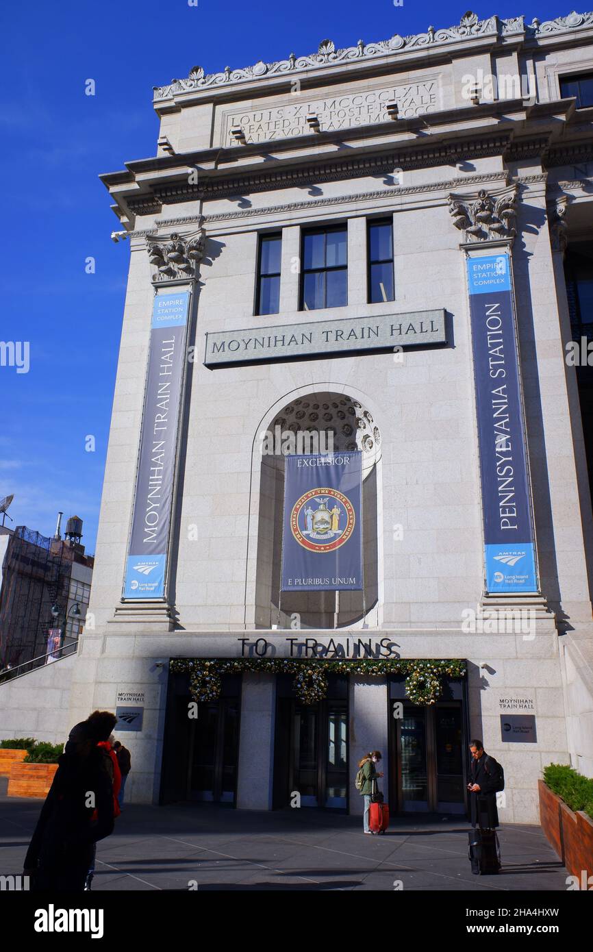 Entrée de la gare ferroviaire de Moynihan de Penn Station à James A.Farley Building.Midtown Manhattan.New York City.USA Banque D'Images