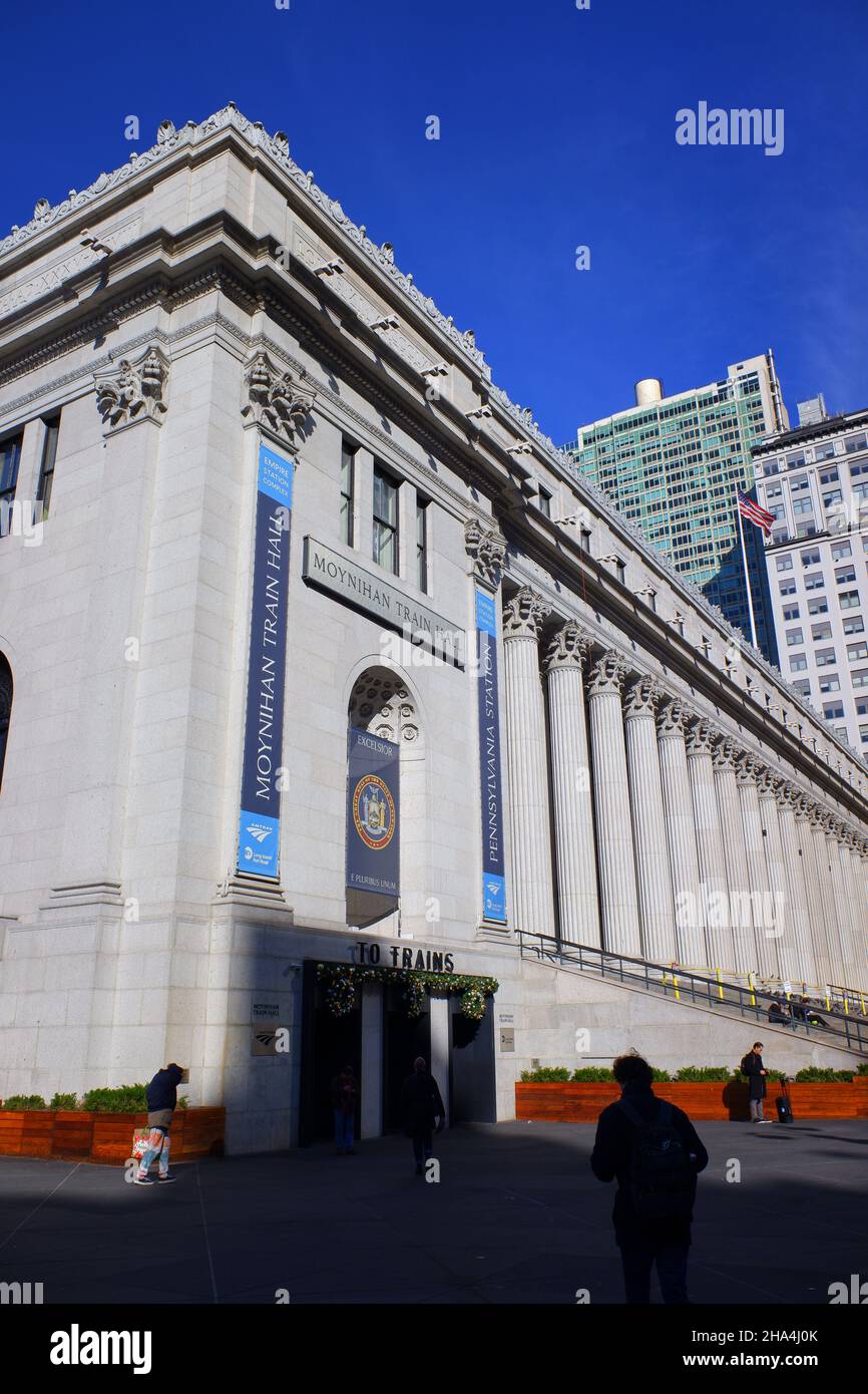 Entrée de la gare ferroviaire de Moynihan de Penn Station à James A.Farley Building.Midtown Manhattan.New York City.USA Banque D'Images