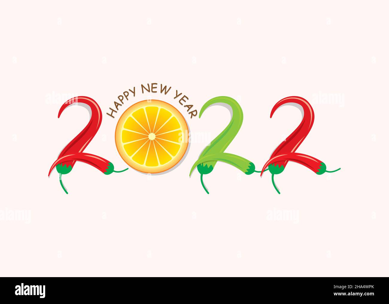 Joyeux nouvel an 2022 avec concept piment et citron Illustration de Vecteur