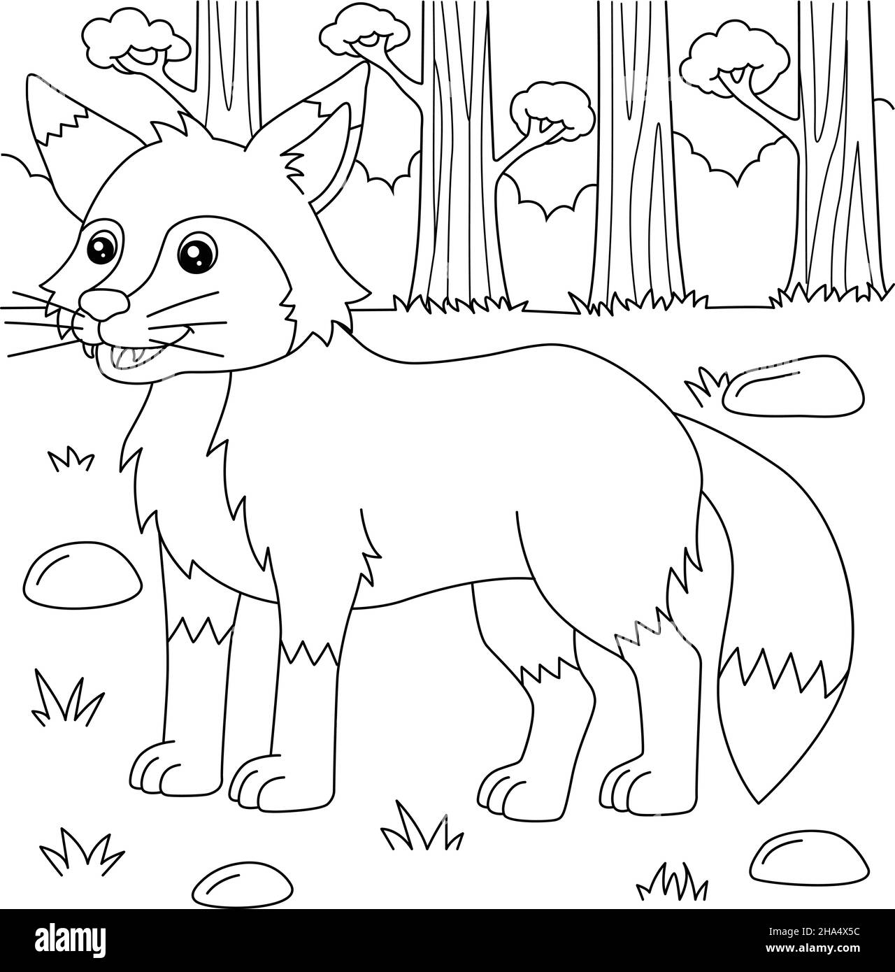 Fox coloriage page pour enfants Illustration de Vecteur