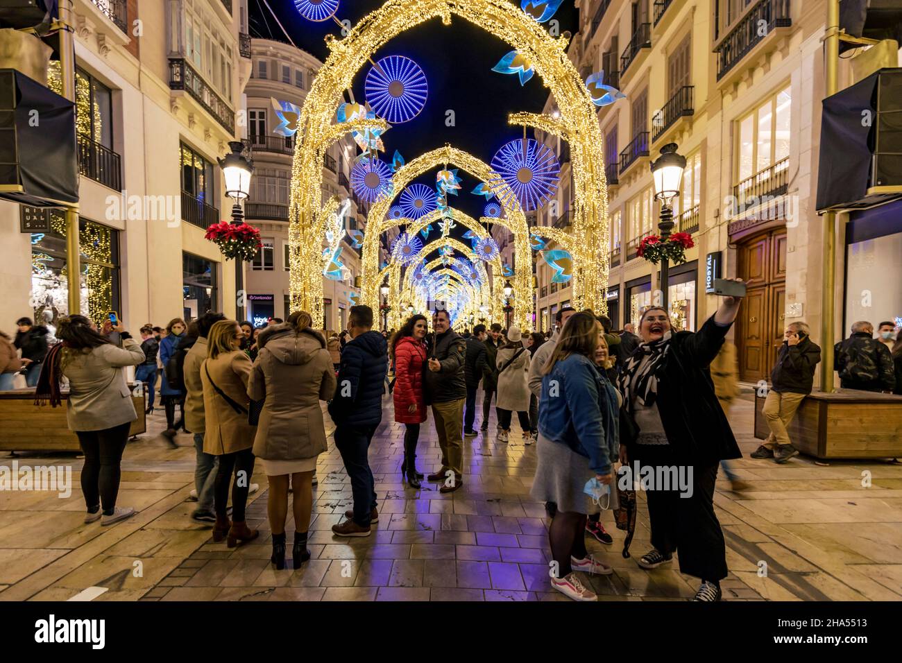 Éclairage de Noël sur Calle Larios.Málaga, Andalucía, Espagne, Europe Banque D'Images