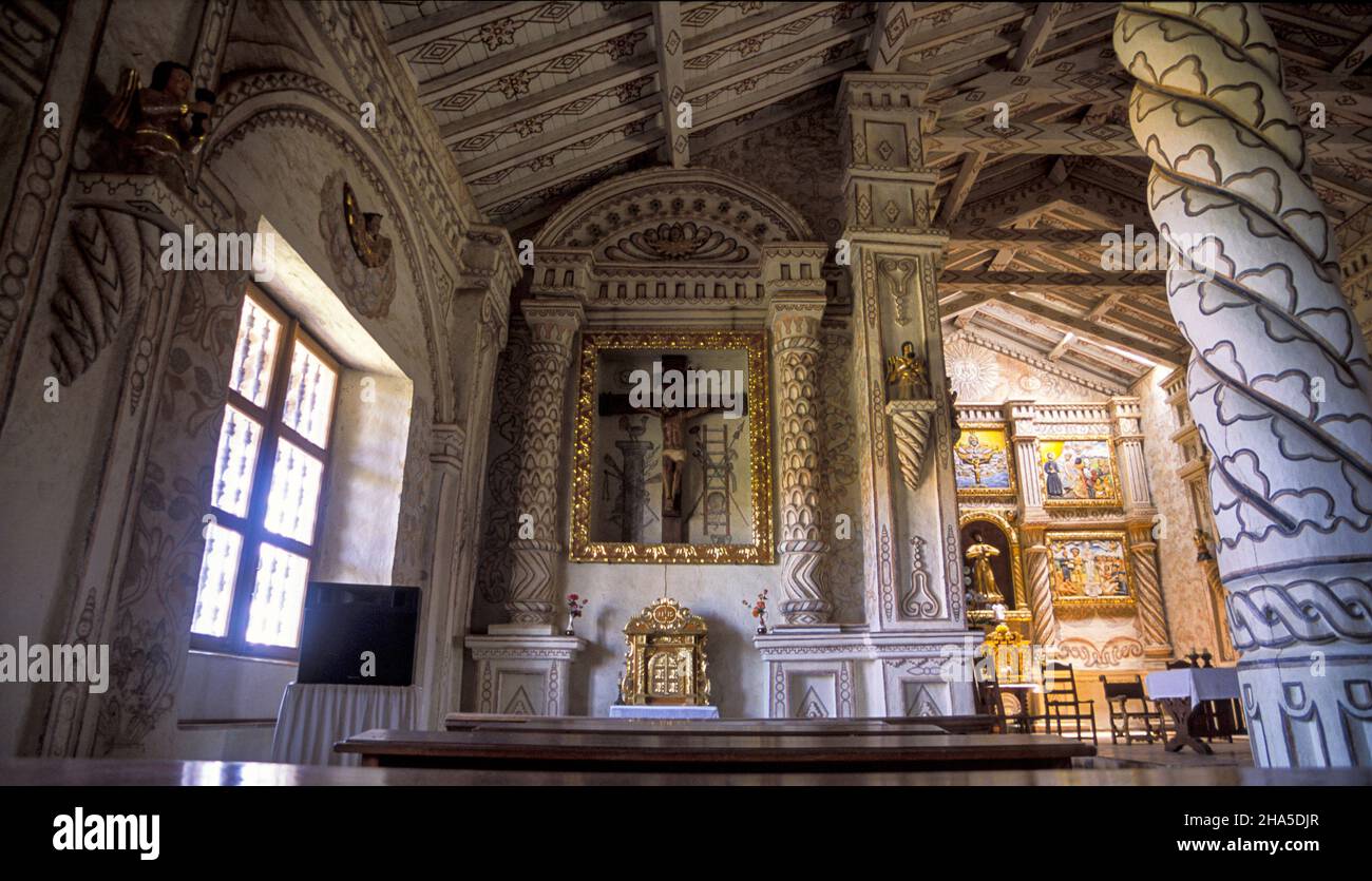 Intérieur de l'église de la Mission de San Javier, San Javier, Ñuflo de Chávez, Bolivie Banque D'Images