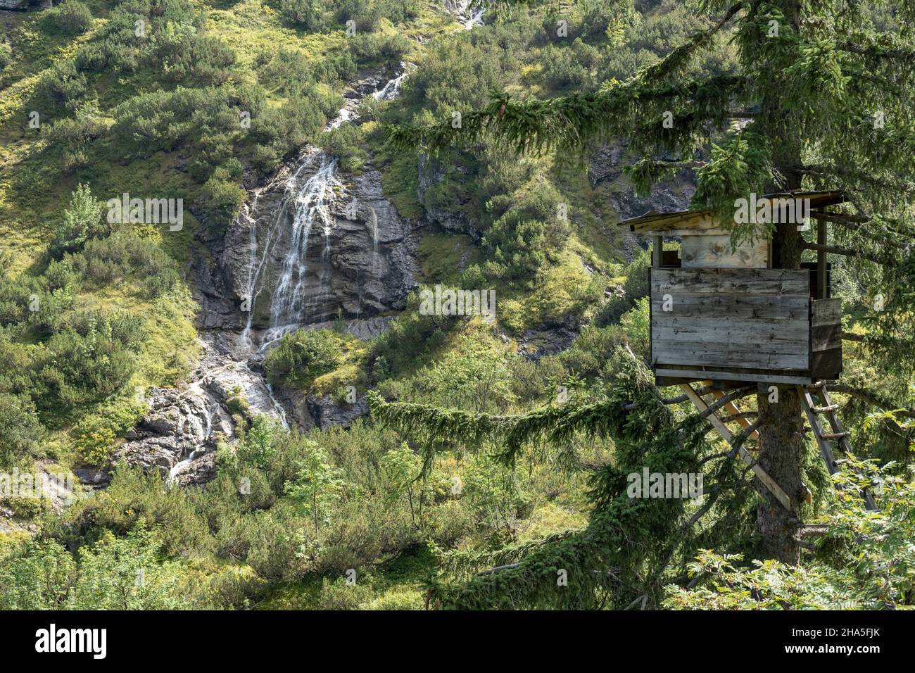 autriche,kleinwalsertal,chute d'eau au bout du gemsteltal. Banque D'Images