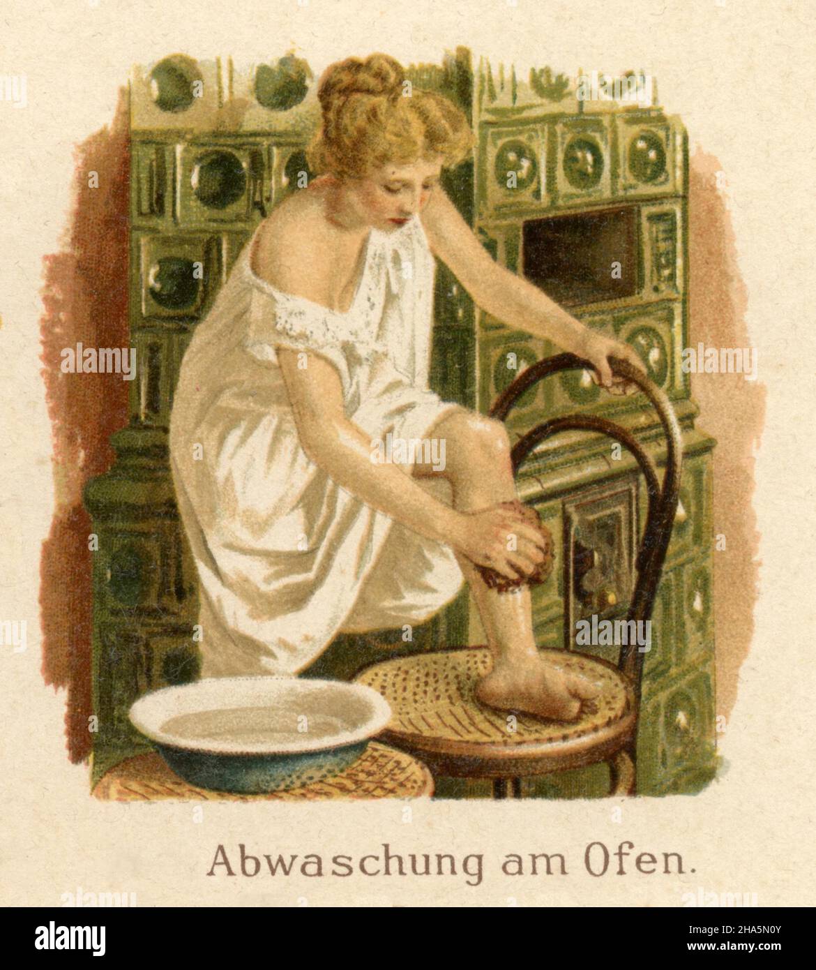 Applications de l'eau dans les soins infirmiers : lavage au poêle , (livre de médecine, 1905) Banque D'Images