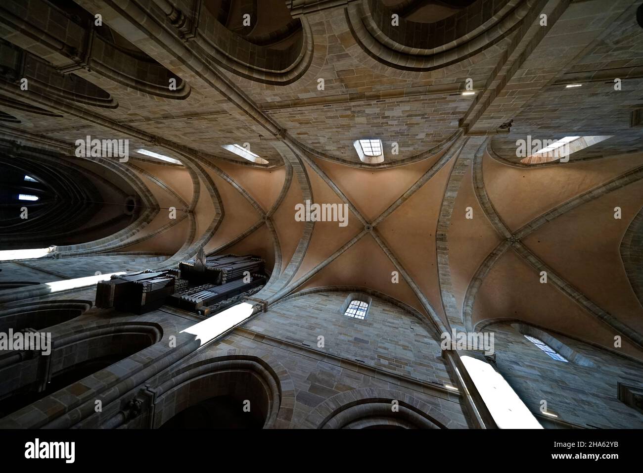 allemagne, bavière, haute-franconie, bamberg, vieille ville, domberg, cathédrale st. peter et st. georg, intérieur, plafond voûté, gothique Banque D'Images