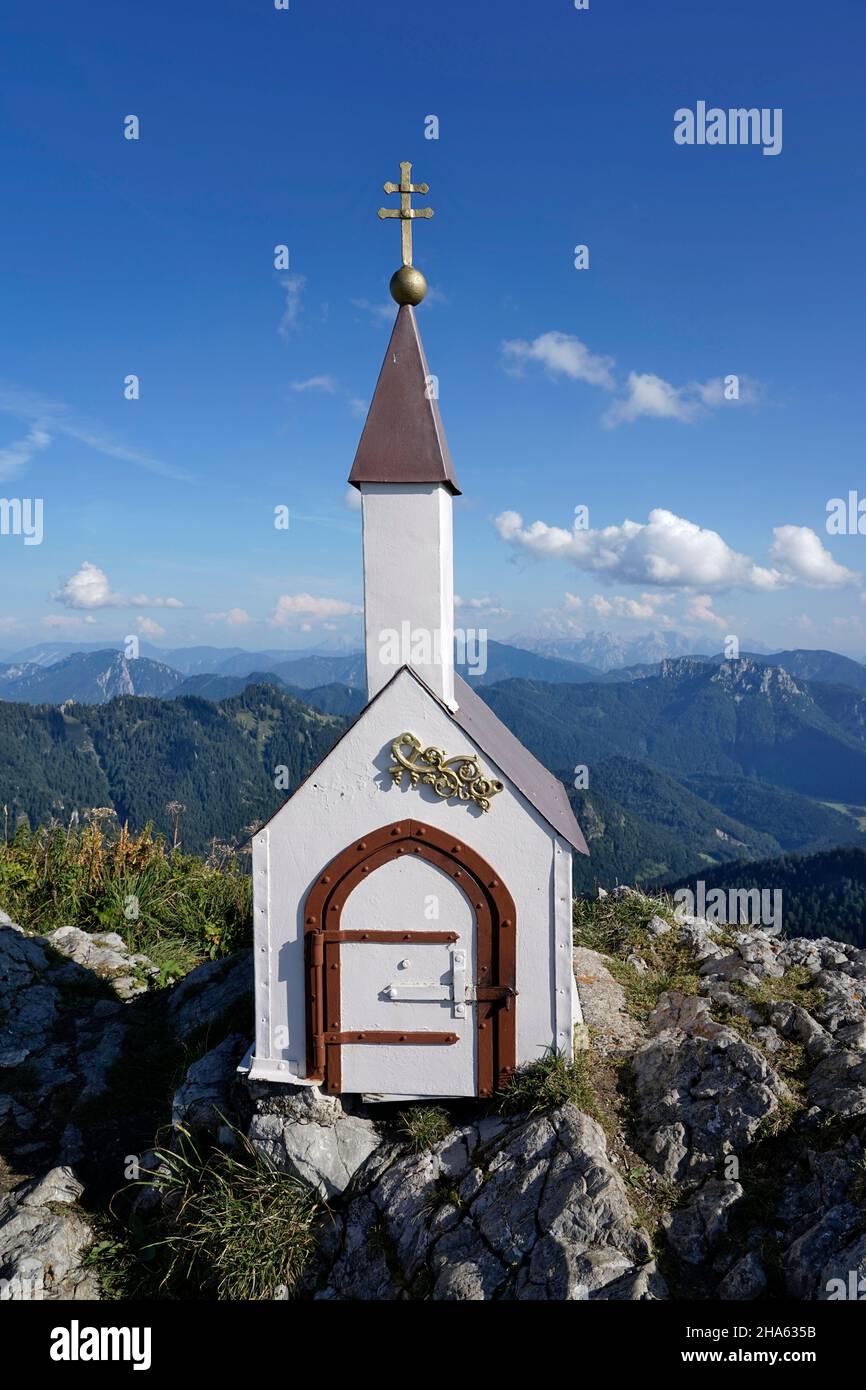 allemagne,bavière,haute-bavière,district de traunstein,chiemgau,alpes de chiemgau,hochgern,1744m,sommet est,chapelle miniature Banque D'Images