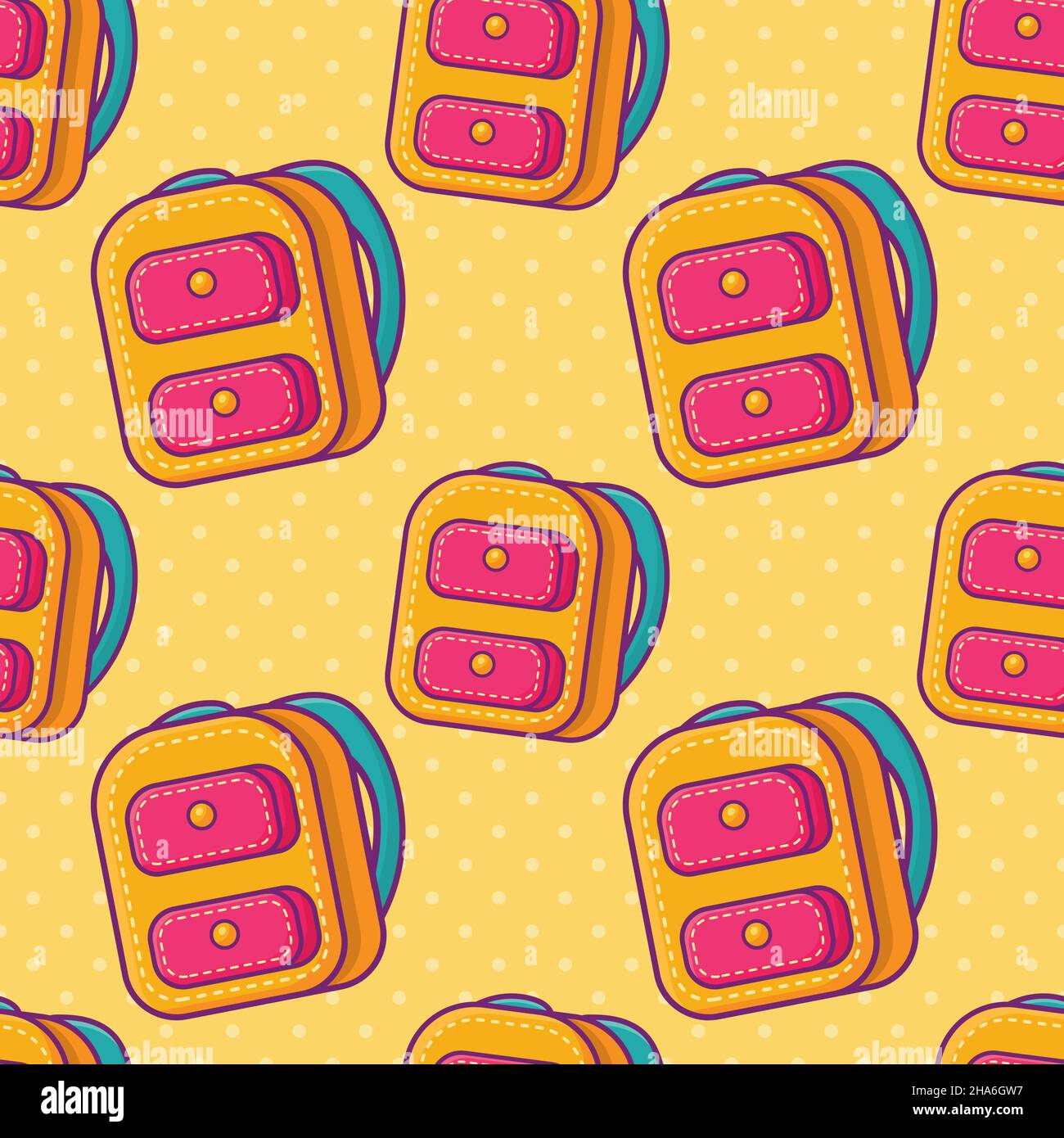 sac d'école motif vectoriel sans couture illustré dans un style plat Illustration de Vecteur