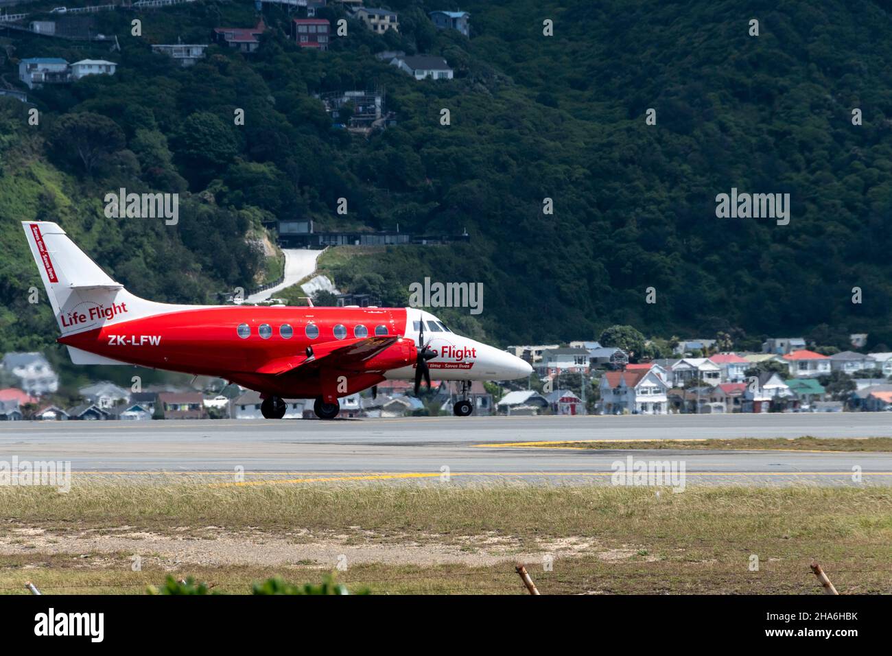 British Aerospace Jetstream série 3200 modèle 3202, avion, ambulance aérienne, vol à vie, NZ-LFW,Aéroport de Wellington, Île du Nord, Nouvelle-Zélande Banque D'Images