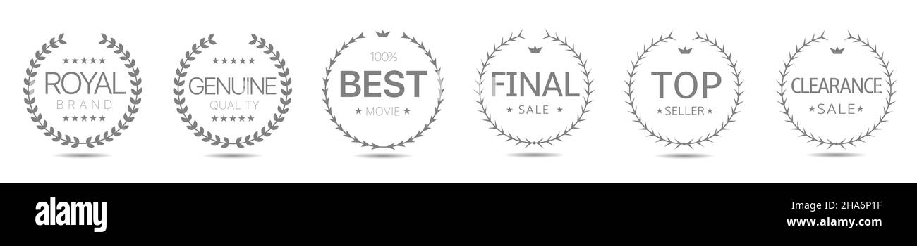 Jeu d'étiquettes pour couronne de Laurier de qualité authentique Illustration de Vecteur