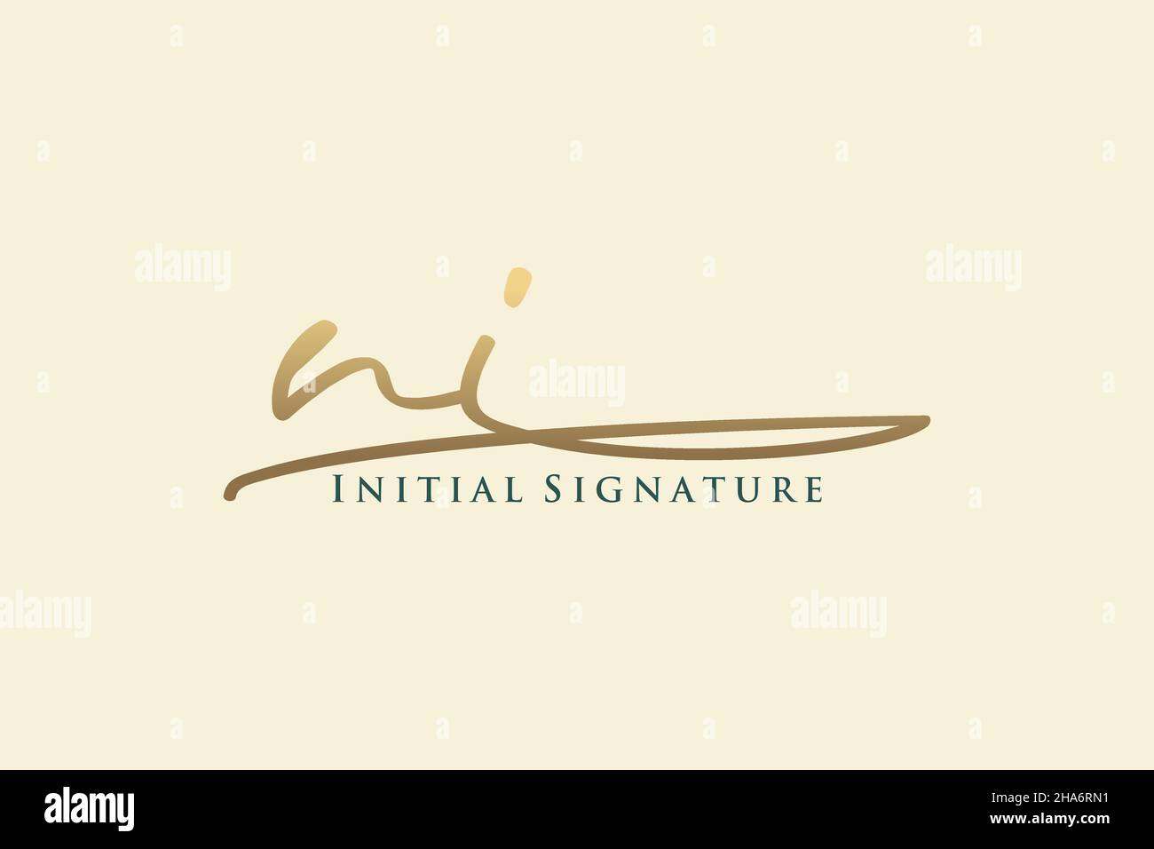 MODÈLE DE logo SIGNATURE LETTRE NI logo élégant.Illustration du vecteur de lettrage calligraphique dessiné à la main. Illustration de Vecteur